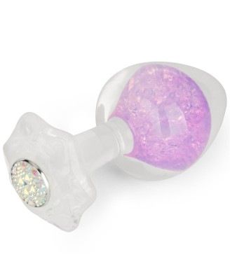Gemoria Silicone Butt Plug - Korek analny z kryształową kulą - Fiolet