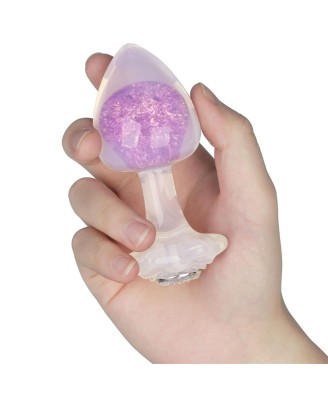 Gemoria Silicone Butt Plug - Korek analny z kryształową kulą - Fiolet
