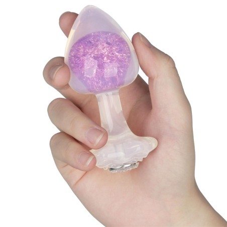 Gemoria Silicone Butt Plug - Korek analny z kryształową kulą - Fiolet