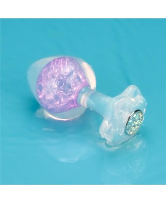 Gemoria Silicone Butt Plug - Korek analny z kryształową kulą - Fiolet