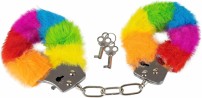 Power Escorts - BR206 - Rainbow Cuffs – miękkie kajdanki z futerkiem