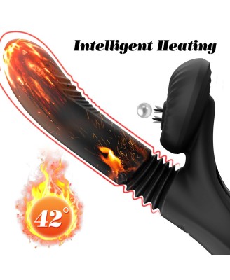 Silicone Vibrator 7 Powerful Modes - Licking,
Thrusting and Heating, Black