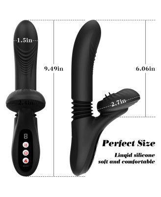 Silicone Vibrator 7 Powerful Modes - Licking,
Thrusting and Heating, Black