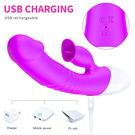 Silikonowy Wibrator Króliczek z funkcją oralu - Róż