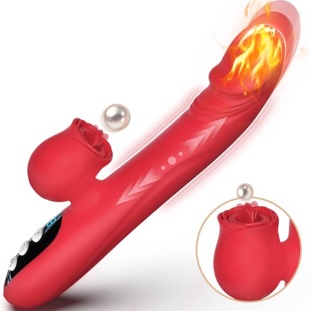 Silicone Vibrator 7 Powerful Modes - 
Licking, 7 Thrusting
Heating, Red