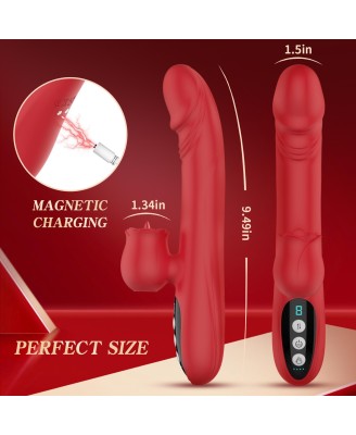 Silicone Vibrator 7 Powerful Modes - 
Licking, 7 Thrusting
Heating, Red