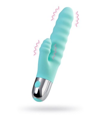Relief vibrator with clitoral stimulation Flovetta Flax, silicone, mint, 17.5 cm