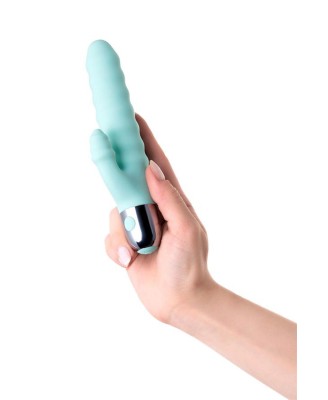 Relief vibrator with clitoral stimulation Flovetta Flax, silicone, mint, 17.5 cm