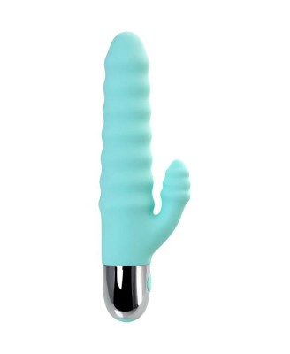Relief vibrator with clitoral stimulation Flovetta Flax, silicone, mint, 17.5 cm