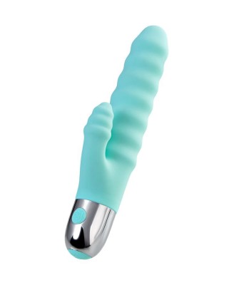 Relief vibrator with clitoral stimulation Flovetta Flax, silicone, mint, 17.5 cm