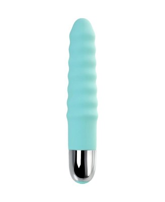 Relief vibrator with clitoral stimulation Flovetta Flax, silicone, mint, 17.5 cm
