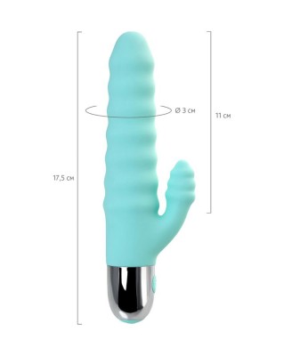 Relief vibrator with clitoral stimulation Flovetta Flax, silicone, mint, 17.5 cm