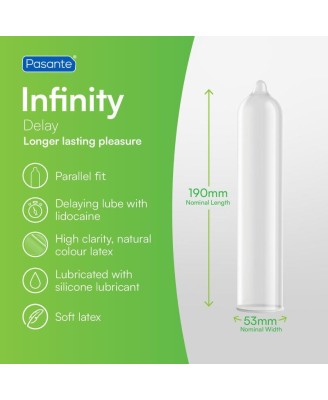 Pasante Delay Infinity "X" Clinic - Prezerwatywy Przedłużające Stosunek - 144szt