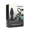 Dual Vibrating Remote Rotating Beads Silicone Prostate Stimulator with Cock and Ball Ring - Black