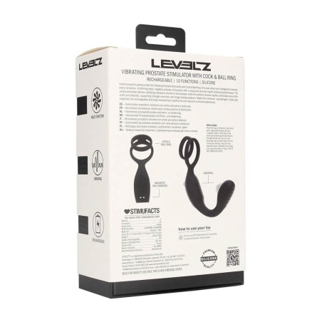 Czarny Masażer Prostaty z Pierścieniem Erekcyjnym - Czarny