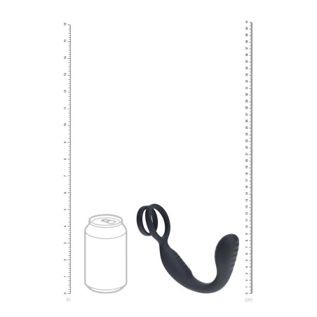 Czarny Masażer Prostaty z Pierścieniem Erekcyjnym - Czarny