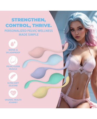 Pelvic Stem Kegel Kit - Zestaw Progresywnych Kulek Gejszy - Multicolor