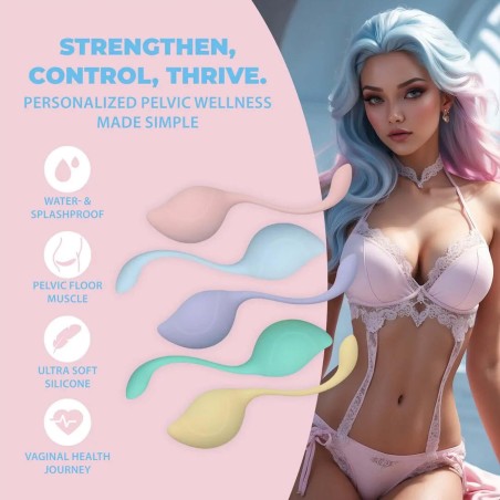 Pelvic Stem Kegel Kit - Zestaw Progresywnych Kulek Gejszy - Multicolor