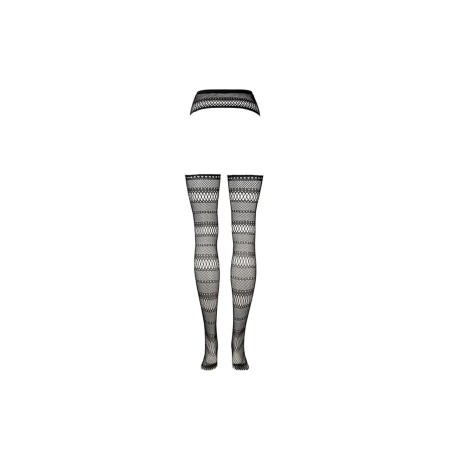 LeDesir Suspender Striped Pantyhose - Rajstopy z Pasem - One Size