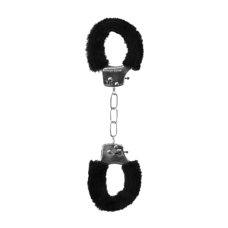 Ouch! Pleasure Handcuffs Furry - Futerkowe Kajdanki - Czarne