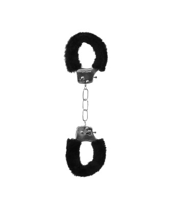 Ouch! Pleasure Handcuffs Furry - Futerkowe Kajdanki - Czarne