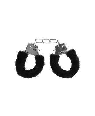 Ouch! Pleasure Handcuffs Furry - Futerkowe Kajdanki - Czarne