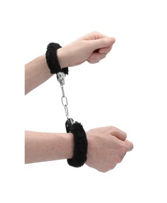 Ouch! Pleasure Handcuffs Furry - Futerkowe Kajdanki - Czarne