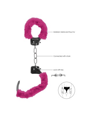 Ouch! Pleasure Handcuffs Furry - Futerkowe Kajdanki - Różowe