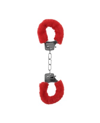 Ouch! Pleasure Handcuffs Furry - Futerkowe Kajdanki - Czerwone