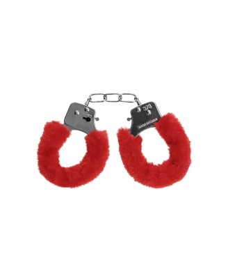 Ouch! Pleasure Handcuffs Furry - Futerkowe Kajdanki - Czerwone