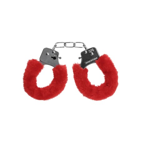 Ouch! Pleasure Handcuffs Furry - Futerkowe Kajdanki - Czerwone