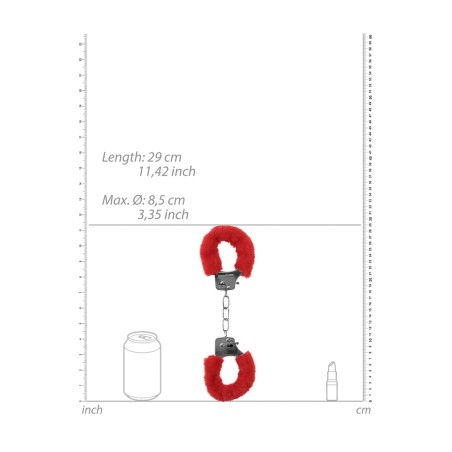 Ouch! Pleasure Handcuffs Furry - Futerkowe Kajdanki - Czerwone