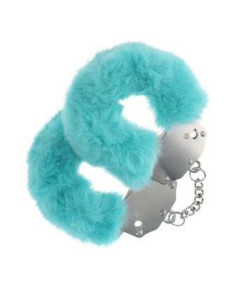 Ouch! Heavy-duty Fluffy Handcuffs - Futerkowe Kajdanki - Niebieskie