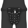 OUCH! Xtreme PU Leather Chastity Jock - Majtki Pas Cnoty - Czarne