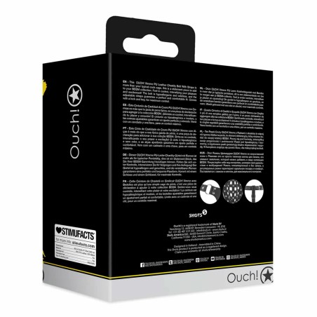 OUCH! Xtreme PU Leather Chastity Jock - Majtki Pas Cnoty - Czarne