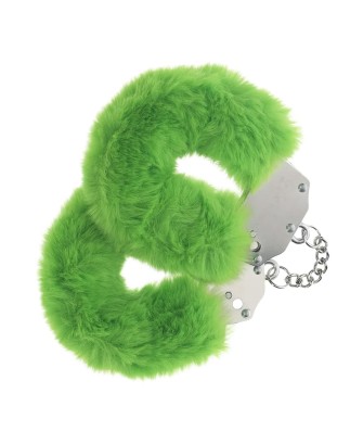 Ouch! Heavy-duty Fluffy Handcuffs - Futerkowe Kajdanki - Zielone