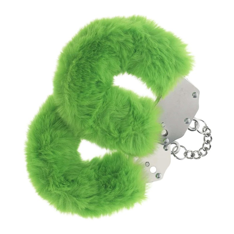 Ouch! Heavy-duty Fluffy Handcuffs - Futerkowe Kajdanki - Zielone