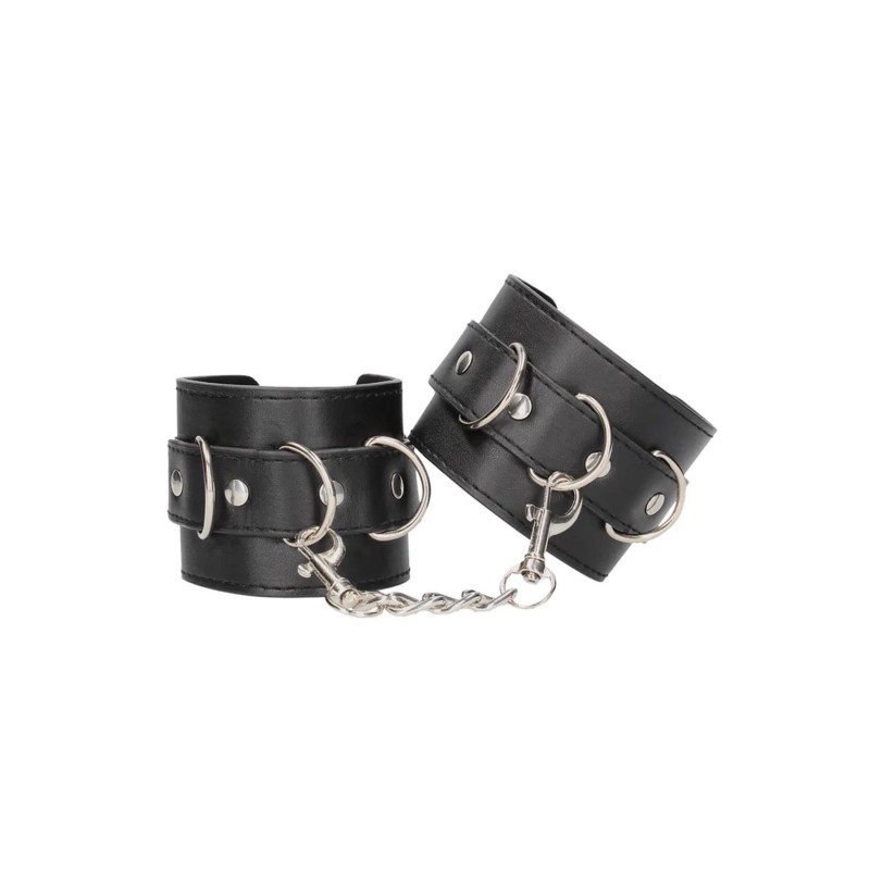 Ouch! Leather Cuffs - Skórzane Kajdanki - Czarne