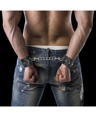 Ouch! Leather Cuffs - Skórzane Kajdanki - Czarne
