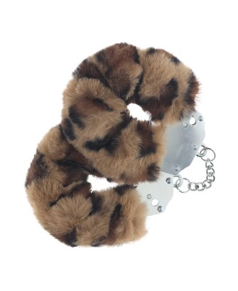 Ouch! Heavy-duty Fluffy Handcuffs - Futerkowe Kajdanki - Leopard