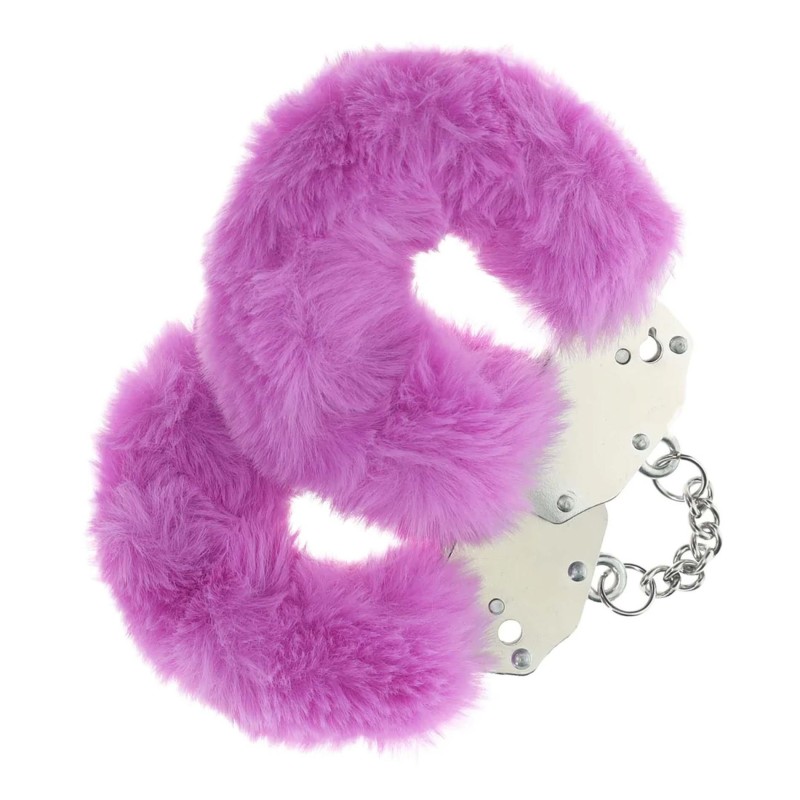 Ouch! Heavy-duty Fluffy Handcuffs - Futerkowe Kajdanki - Fioletowe