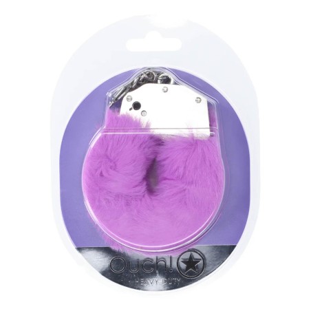 Ouch! Heavy-duty Fluffy Handcuffs - Futerkowe Kajdanki - Fioletowe