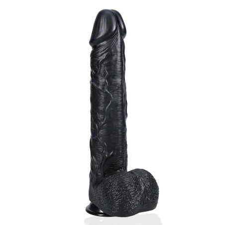 RealRock - Realistyczne Dildo z Jądrami XL - Czarne - 38 cm