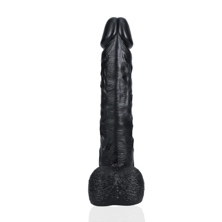 RealRock - Realistyczne Dildo z Jądrami XL - Czarne - 38 cm