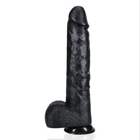 RealRock - Realistyczne Dildo z Jądrami XL - Czarne - 38 cm