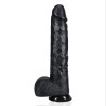 RealRock - Realistyczne Dildo z Jądrami XL - Czarne - 38 cm
