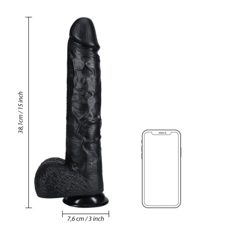 RealRock - Realistyczne Dildo z Jądrami XL - Czarne - 38 cm