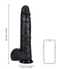 RealRock - Realistyczne Dildo z Jądrami XL - Czarne - 38 cm