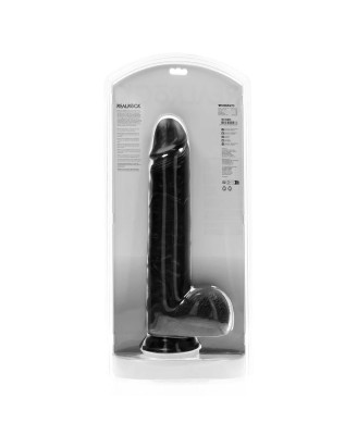 RealRock - Realistyczne Dildo z Jądrami XL - Czarne - 35,5 cm