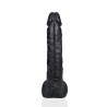 RealRock - Realistyczne Dildo z Jądrami XL - Czarne - 35,5 cm